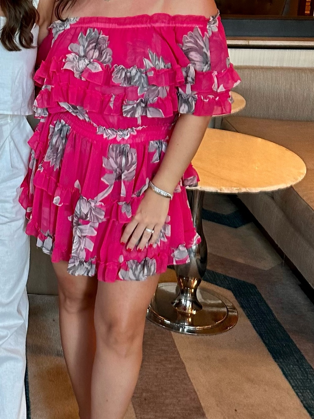 Misa Los Angeles Hot Pink Ruffled Floral Mini Dress - Picture 2 of 2
